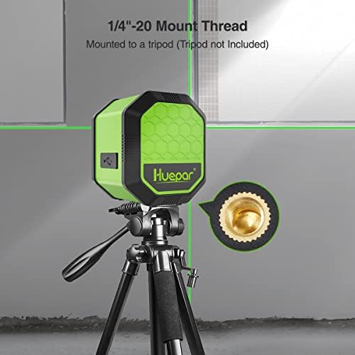 Nível de laser de linha transversal de feixe verde huepar, ferramenta de nivelador de laser vertical e