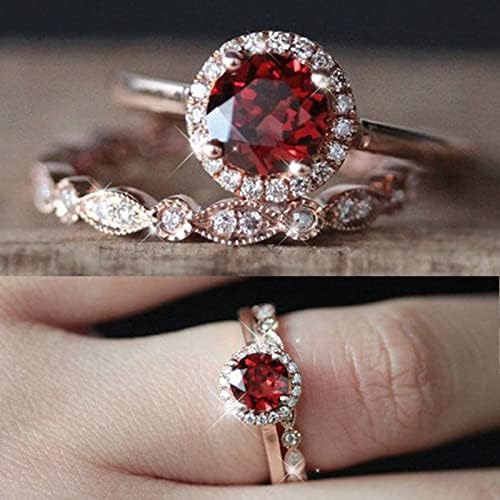 Wybaxz tamanho 15 anéis para mulheres 2pcs vintage exclusivo anel de noivado oval de corte de noivo