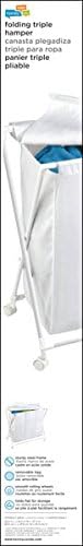 Honey-Can-Do HMP-01387 Rolling Laundry Corrente com bolsa removível, três bolsas, branco, classificador
