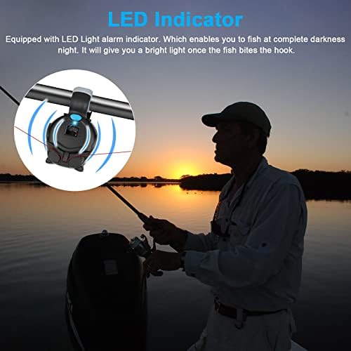 Alarme de mordida de pesca de 4pcs, indicador de alarme de fita de pesca com TSV LED, sino de mordida de som eletrônico