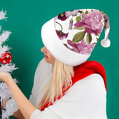 Chapéu de natal peony chapéu de santa para adultos unissex conforto boné clássico de natal para férias de festa