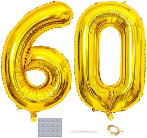 Qweqwe ouro número 60 balões 40 Número de papel alumínio balão 60º aniversário balões dígito 60
