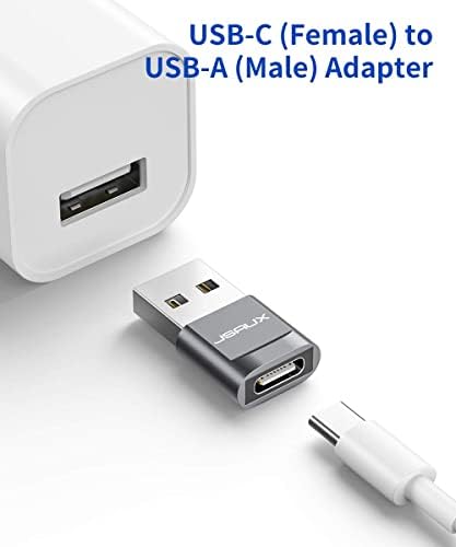 Jsaux USB-C fêmea para USB-A Adaptador masculino 4-PACK, Adaptador de cabo do carregador Tipo C para USB Compatível com o iPhone 14/13/12 mini/pro/pro Série 7 -Grey