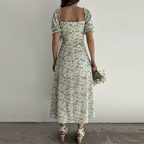 Roupas de verão femininas Fragarn, Women's Fashion Wind Spring e Summer Small Floral Print Lace-up Dress