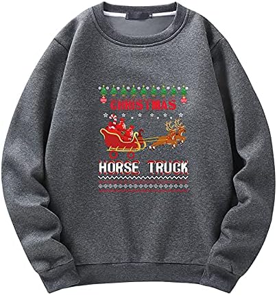 Homens de Natal Moletom Casual Casual Print Crewneck Sweater Sweater Tops Blouse Pullover