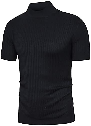 Qzh.duao masculino masculino mock sweater malha suéter de manga curta suéteres com torção estampada