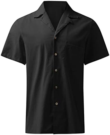 Camisas de linho de algodão ubst para homens, botão de verão para baixo de manga curta Hawaiian Casual