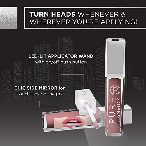 Pure Cosmetics Lip Gloss, Shimmer-Maquiagem labial hidratante e ultra-disturizante com óleo de jojoba, óleo