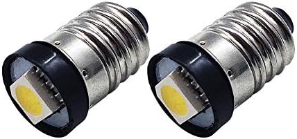 Ruiansion 2pcs e10 lâmpada LED DC 3V 0,5W 4300K ​​Branco quente 5050 1SMD Bulbo LED para farol da tocha da lanterna de tochas, terra negativa
