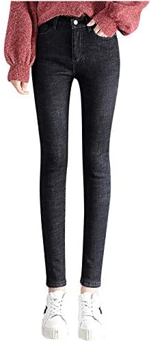 Jeans de inverno Narhbrg para feminino sherpa alinhada calça jea