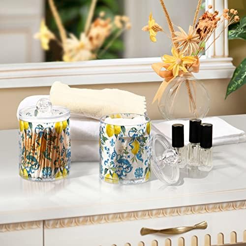 Lemon Flower Cotton Swab Solder Recipientes de banheiro frascos com tampas conjuntos de algodão Ball