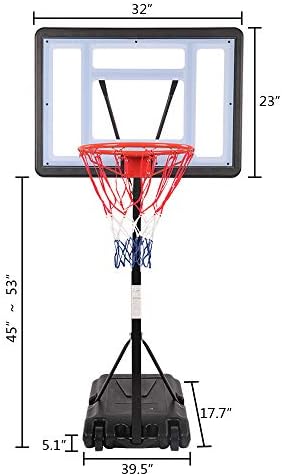 Argola de basquete à beira da piscina Ktaxon, altura ajustável 45-53 piscina de piscina atualizada portátil arco de basquete com base preenchível