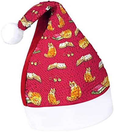 Gatos e livros lantejoulas chapéus de natal santa natal chapéu para adultos Fantas figurinos de festa de