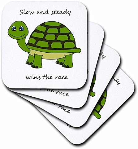 3drose LLC lento e constante vence a montanha -russa de azulejo de cerâmica verde da tartaruga verde, conjunto de 8