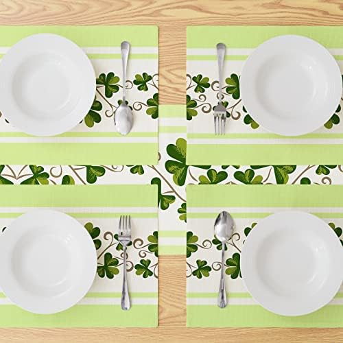 São Patricks Day Shamrock Table Runner 72 polegadas de comprimento Decoração de mesa de jantar verde para festa