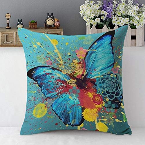 MUGOD Butterfly Decorativa Tampa de travesseiro Caixa de travesseiro Aquarela Borboletas Lótus Flor Flor