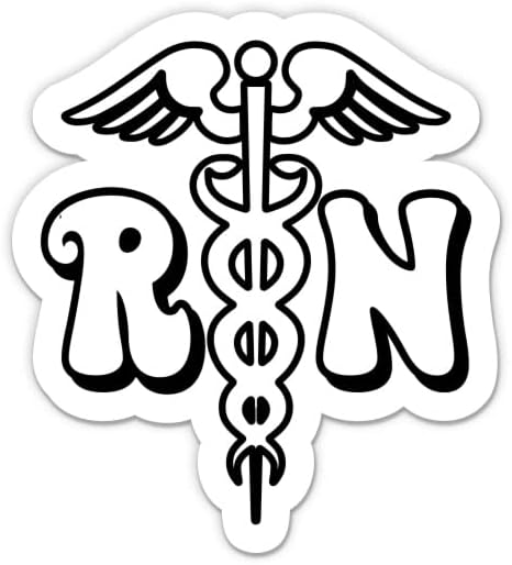 RN Surteres de enfermagem - 2 pacote de adesivos de 3 - vinil à prova d'água para carro, telefone, garrafa de água, laptop - decalques simples de enfermagem em preto e branco