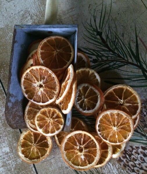 Para 15 fatias de laranja secas primitivas - tigela/enchimentos de conservas Decoração de decoração de country