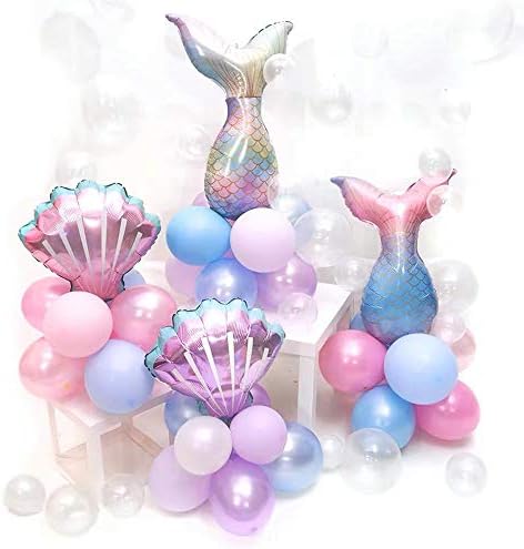 Balões de sereia de 7pcs Número de balões para o 1º 2º 3º aniversário de festas de sereia de Mermaid Tail Decoration Supplies
