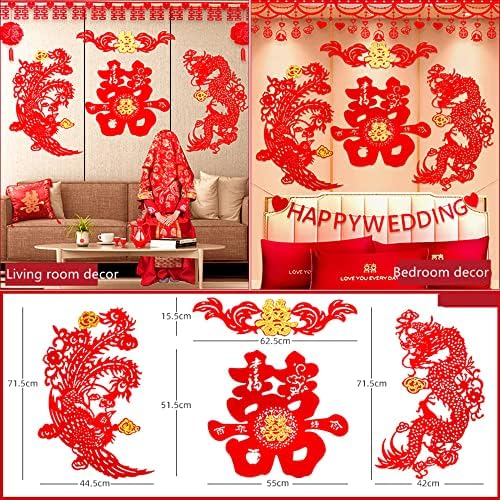 Dragon de festa de casamento tradicional chinês Dragon Phoenix Porta Stickers