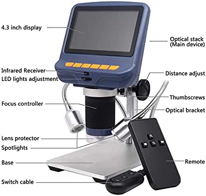 TWDYC 220X Microscópio de estéreo digital eletrônico para desktop para reparo de solda com luz LED de 4,3 polegadas HD LED