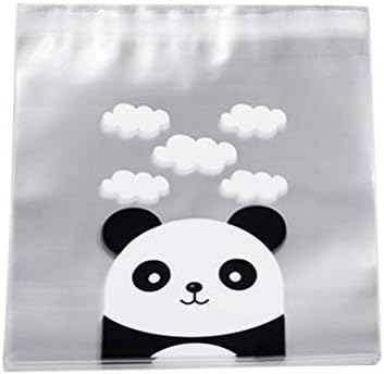 Abaodam 100pc Panda Padrão bolsas de doces transparentes bolsas de embalagem auto adesiva bolsa de presente para padaria lanches de doces