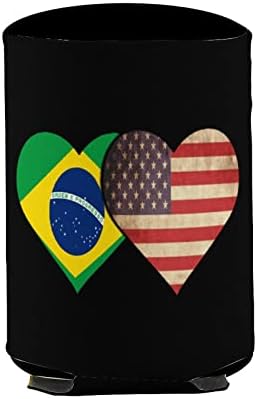 Bandeira brasileira e bandeira americana mangas reutilizáveis ​​de xícara de café gelado isolado por um padrão fofo para bebidas frias quentes