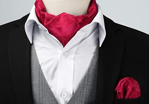 Hishern Ascot laços para homens Paisley floral ascot e bolso quadrado conjunto clássico self the mens Cravat