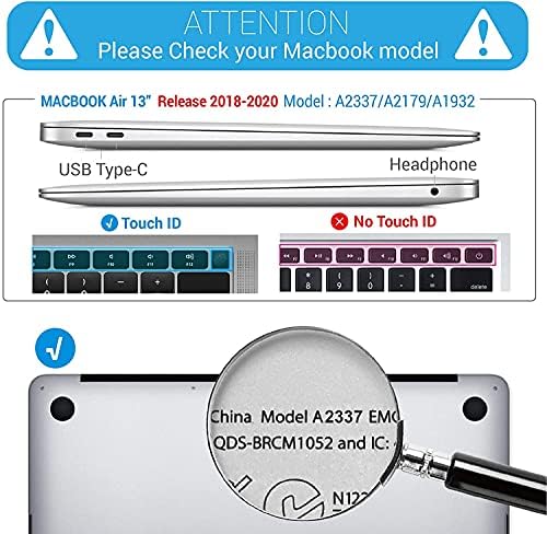 Caixa Mingdao Compatível com MacBook Air Retina Display de 13 polegadas com ID de toque, concha de proteção dura