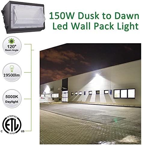 Tesoorda LED WALL Pack Light com fotocélula 150W 1 pacote +120W 2 pacote