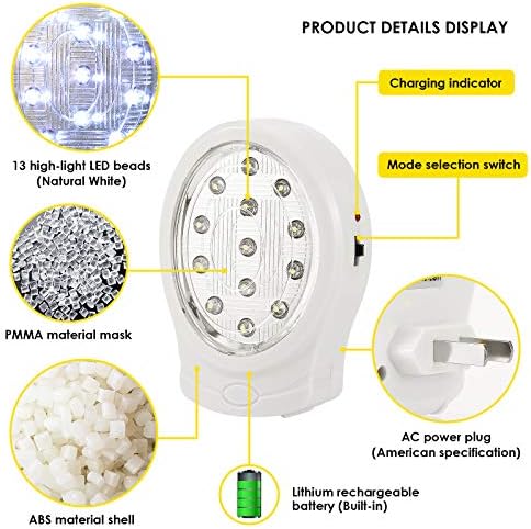 Luz de emergência 13 LED Recarregável em casa Automática Falha de energia Lâmpada leve Lâmpada de emergência Luz de emergência