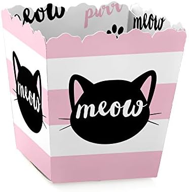 Big Dot of Happiness Purr -Fect Kitty Cat - Party Mini Favor Caixas - Chatited Meow Baby Churche ou Party Birthday Treat Candy Caixas - Conjunto de 12