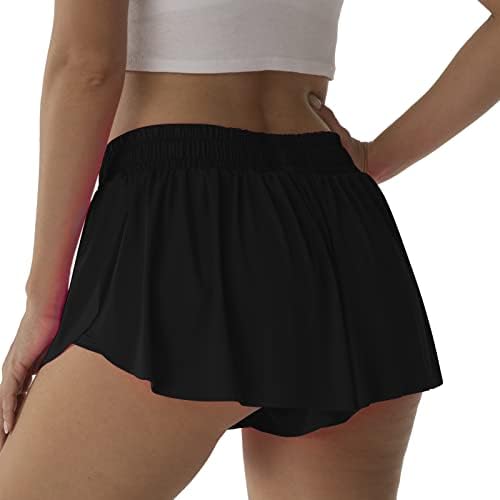Shorts atléticos fluidos para mulheres que executam tênis shorts de borboleta meninas de 2 em 1 camada dupla secagem rápida shorts confortáveis