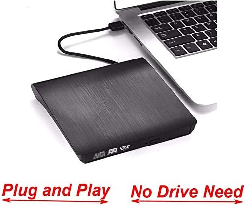 Unidade de CD de DVD externo portátil, focondot cd dvd +/- rw acionamento com USB 3.0 slim cd dvd rom-gravador de gravador, transferência de dados de alta velocidade para desktop/laptop mac/linux e windows os windows os