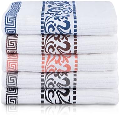 Conjunto de toalhas de banho decorativas superiores de 4 peças, decoração grega/floral para banheiro,