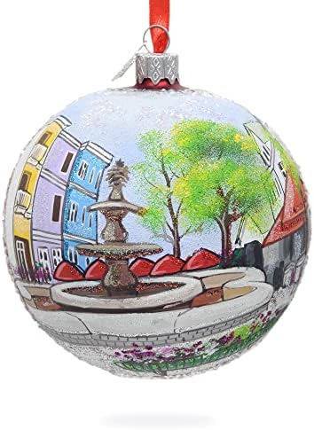 Historic Federal Hill, Providence, Rhode Island, USA Glass Ball Christmas Ornament 4 polegadas