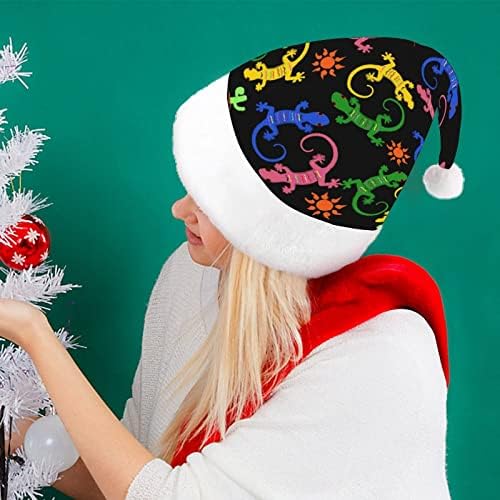 Lagartos étnicos e chapéu de natal de cacto para adultos unissex Comfort Classic Xmas Cap para férias de festa