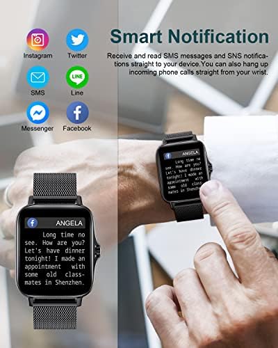 Lige Smart Watch, 1,69 Touch completo Bluetooth SmartWatch para telefones Android e iOS com