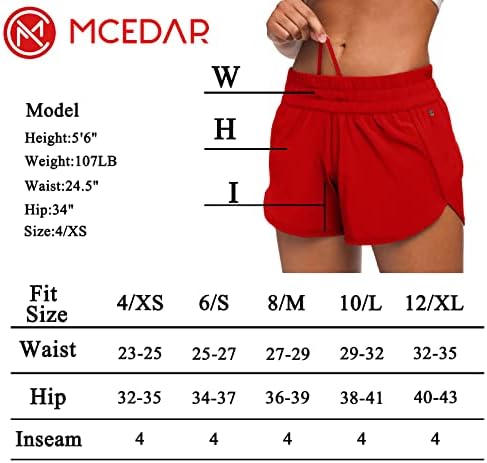 Medar 4 Baixa atlética shorts atléticos para mulheres com liner Quick Dry Running Gym Shorts Flowy Pocket