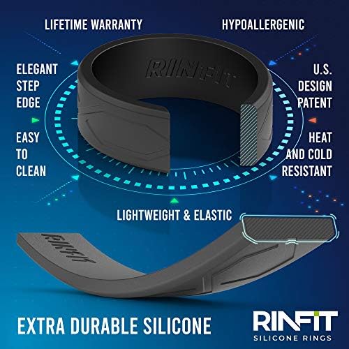 Rinfit Rings Silicone para mulheres e homens - Bandas de casamento de silicone para ele e ela - Patentes Design