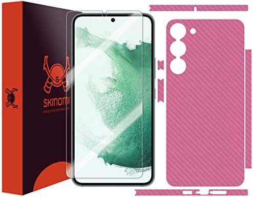 Fibra de carbono rosa Skinomi compatível com a pele completa com Samsung Galaxy S23 Plus 5G TechSkin com