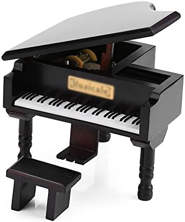 Douba Wooded Music Box Windup Piano Caixa de Música de Grand Piano em forma de música com pequeno presente