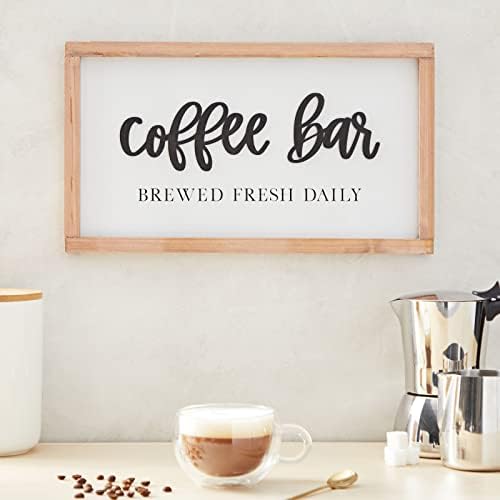 Moda Farmhouse Coffee Bar Decor Sign com ganchos, decoração de café de cozinha