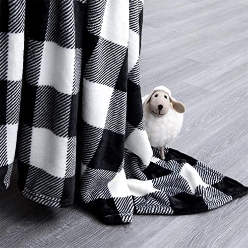 TopFinel Flannel Throw Planta para sofá, 50 * 60 preto e branco, cobertores xadrez de búfalo e arremessos com o padrão da grade de damas