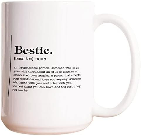 Bestie Definição Tipografia Copo de café Bestie Definição Coffee Caneca Funny Citação de 15oz Bestie