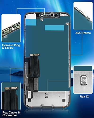 Para o kit de substituição de tela XR do iPhone, Digitalizador de tela LCD de 6,1 ”LCD Montagem completa com