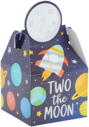 189 Peça duas decorações de aniversário da lua, utensílios de jantar de galáxia com balões e caixas de