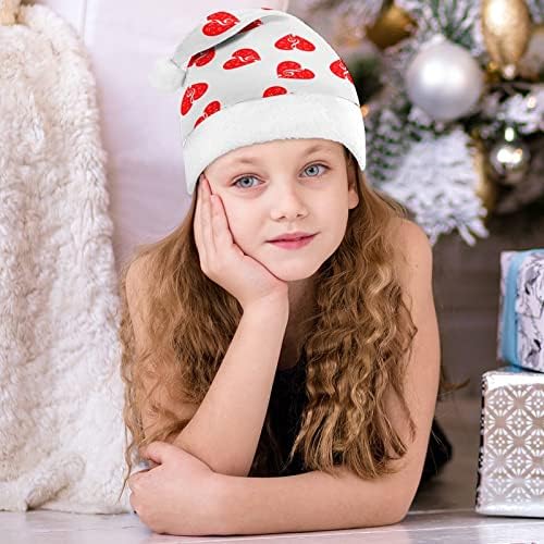 Music Heart Notes3 Hat de natal de pelúcia travessa e lindas chapéus de Papai Noel com borda de pelúcia