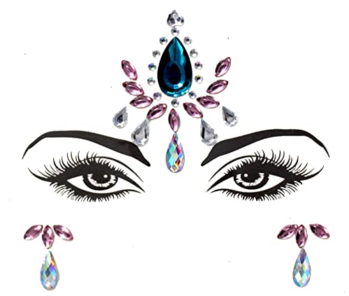 Face Jewels Tattoo Sereia Face Starters Crystal ShiNestones Blitters Removable Face Gem for Halloween