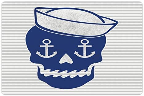 Ambsosonne Skull Pet Tapete para comida e água, nariz de coração de olhos ancoradouro e boca ondulada marinha em